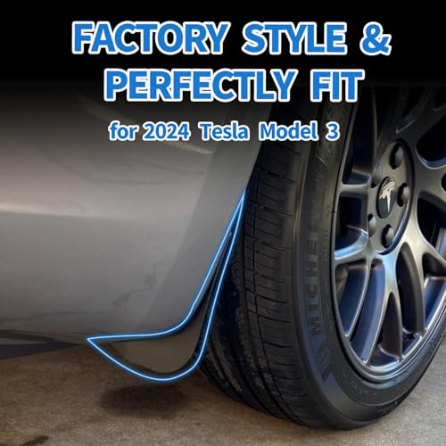 Image of Mud Flaps Splash Guards for Tesla Model 3 Highland 2025 2024, No Drilling Mudguards Fender Mudflaps Kit for Tesla New Model 3 2024 Exterior Accessories, All Weather Protection, Set of 4