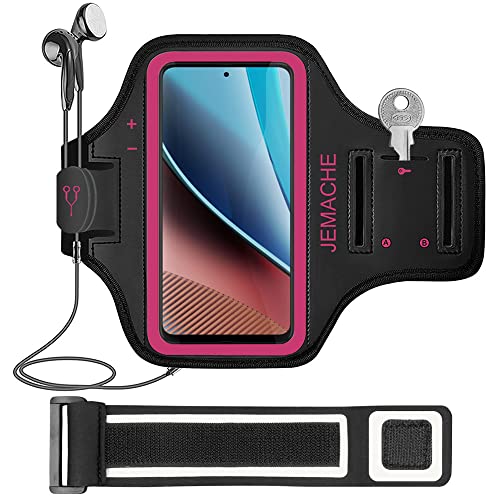 Moto G Stylus/Pure/Power Armband, JEMACHE Gym Workouts Running Arm Band for Motorola Moto G Stylus/Pure/Power/Play (5G) 2023 2022 2021 (Rosy)