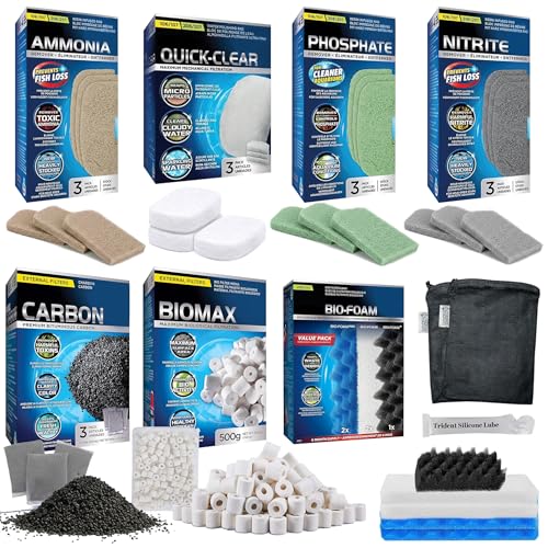Image of 23 Pcs 206 /207 Filter Media Canister Filter Maintenance & Replacement Filter Media Kit, Quick Clear, Carbon Bags (300g), Biomax (500g), Bio Foam, Phosphate-Ammonia-Nitrite Remover, Including Mesh Bags