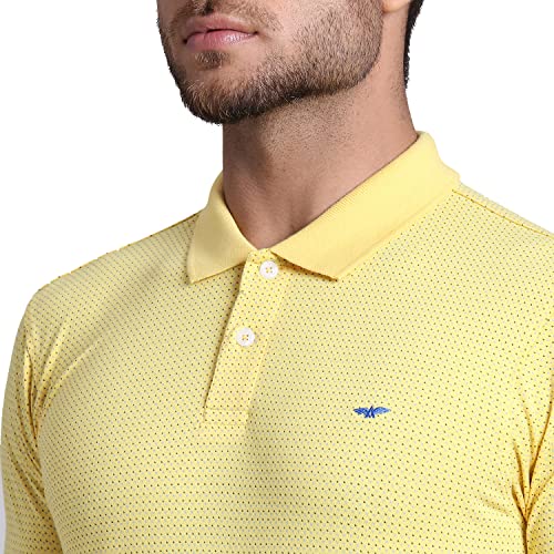 Image of Park Avenue Men's Pure Cotton Print Pattern Slim Fit Rib Collar Polo Neck Half Sleeve Casual T-Shirt