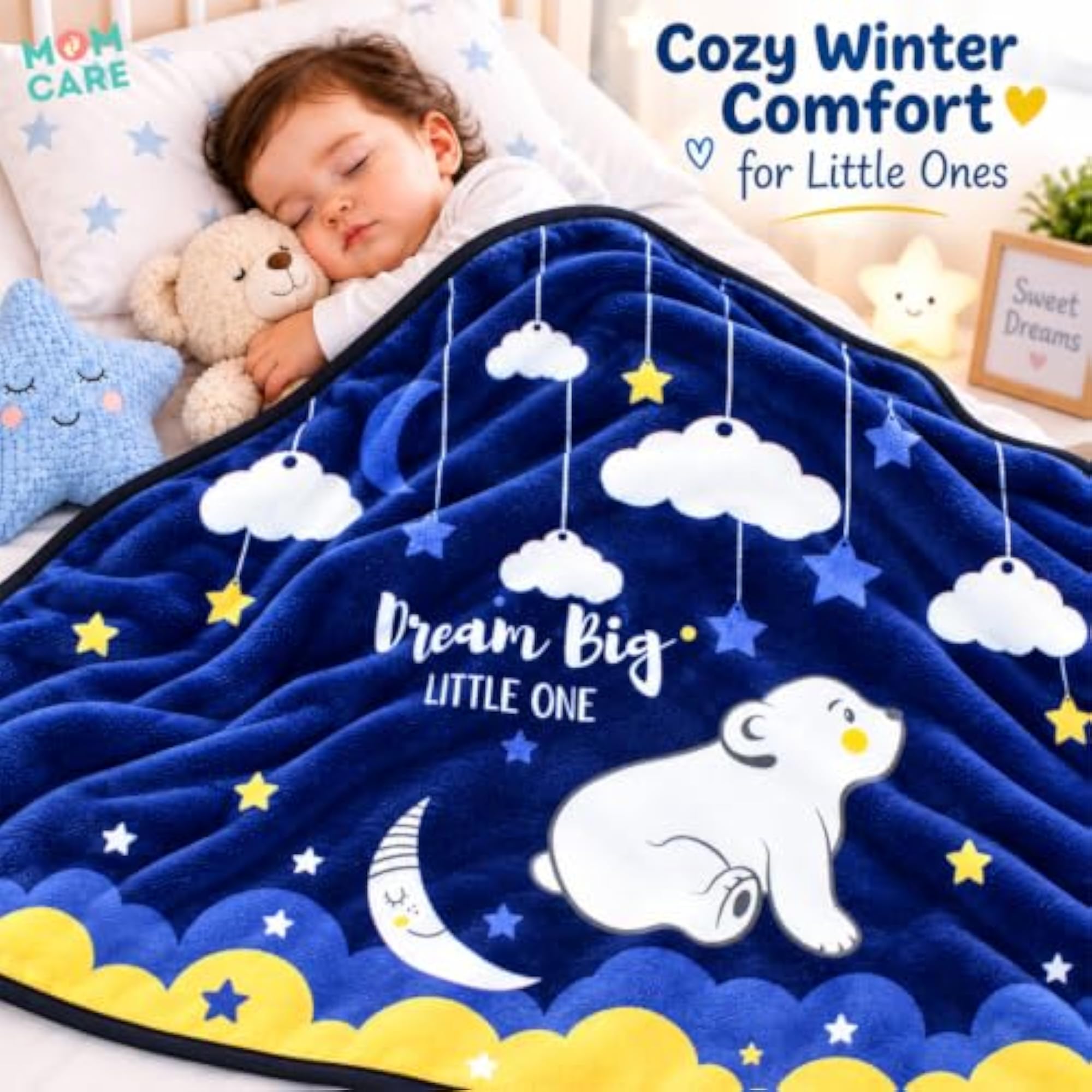 Baby Fleece Blanket, Soft Lightweight Dark Blue