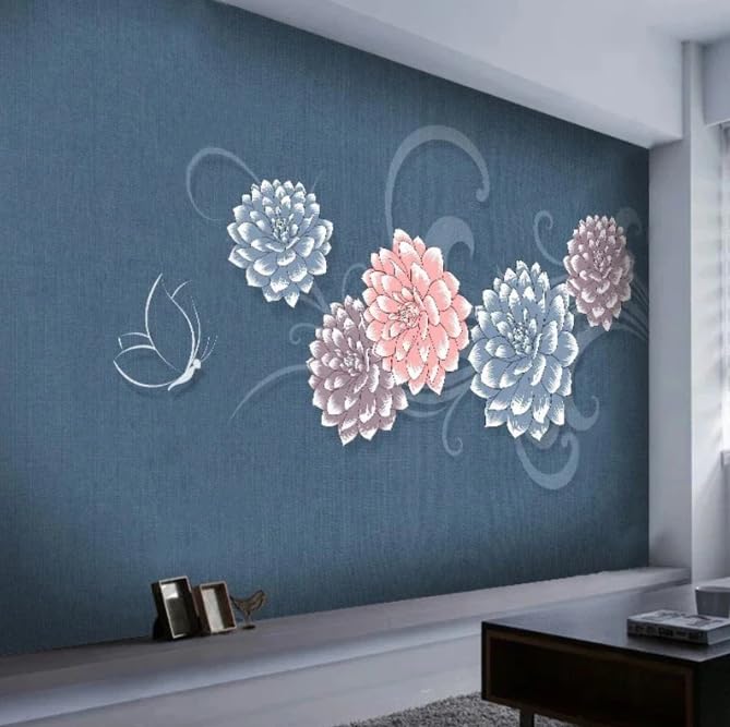 Papier peint mural fleur et papillon 200x140 cm pour salon