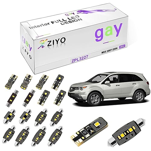 ZIYO ZPL3227 - (19 Bulbs) LED Interior Light Kit Replacement for Acura MDX 2007-2009 + License Plate Light Bulbs Package, White Dome Lights Upgrade