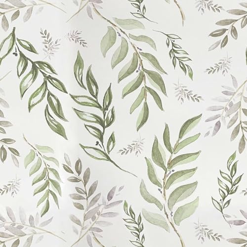 Image of Laatse Green Leaf Wallpaper Peel and Stick 17.5" x 393" Floral Leaf Contact Paper Vintage Self Adhesive Wallpaper, Waterproof, Vinyl Wall Covering for Bedroom Cabinet Countertop Decor