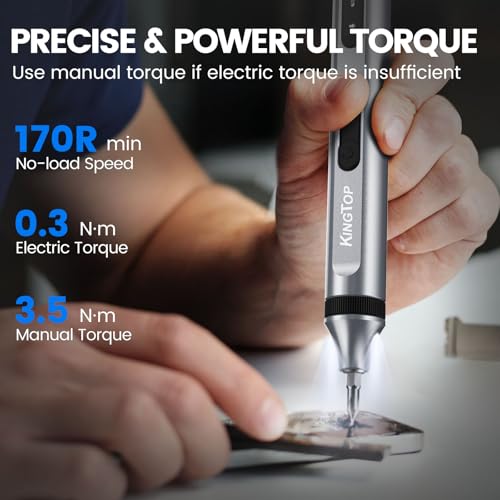 KINGTOP Precision Screwdriver Set, 52‑in‑1 S2 Steel Magnetic Bits, Anti‑Slip Handle, Pop‑Up Aluminum Case – Mini Electric Screwdriver Kit for Electronics Repair, Phones, Laptops & Gadgets - Image 3