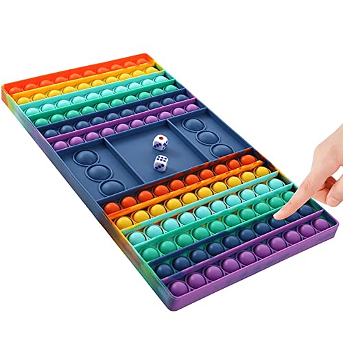 Lanboo XXL Pop Game Zappelspielzeug, Regenbogen Schachbrett Push Bubble Popper Zappeln Sinnesspielzeug für Eltern-Kind-Zeit, Jumbo Stress Relief Figetget Spielzeug zum Spielen mit Freunden (Blue) Cover