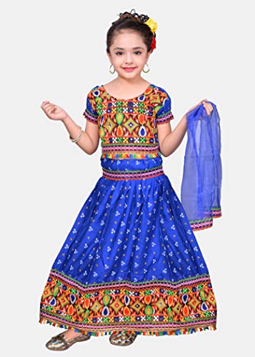Image of AHHAAAA Kids Ethnic Cotton Blend Radha Dress Lehenga Choli Chania Choli Set Baby Girls Red