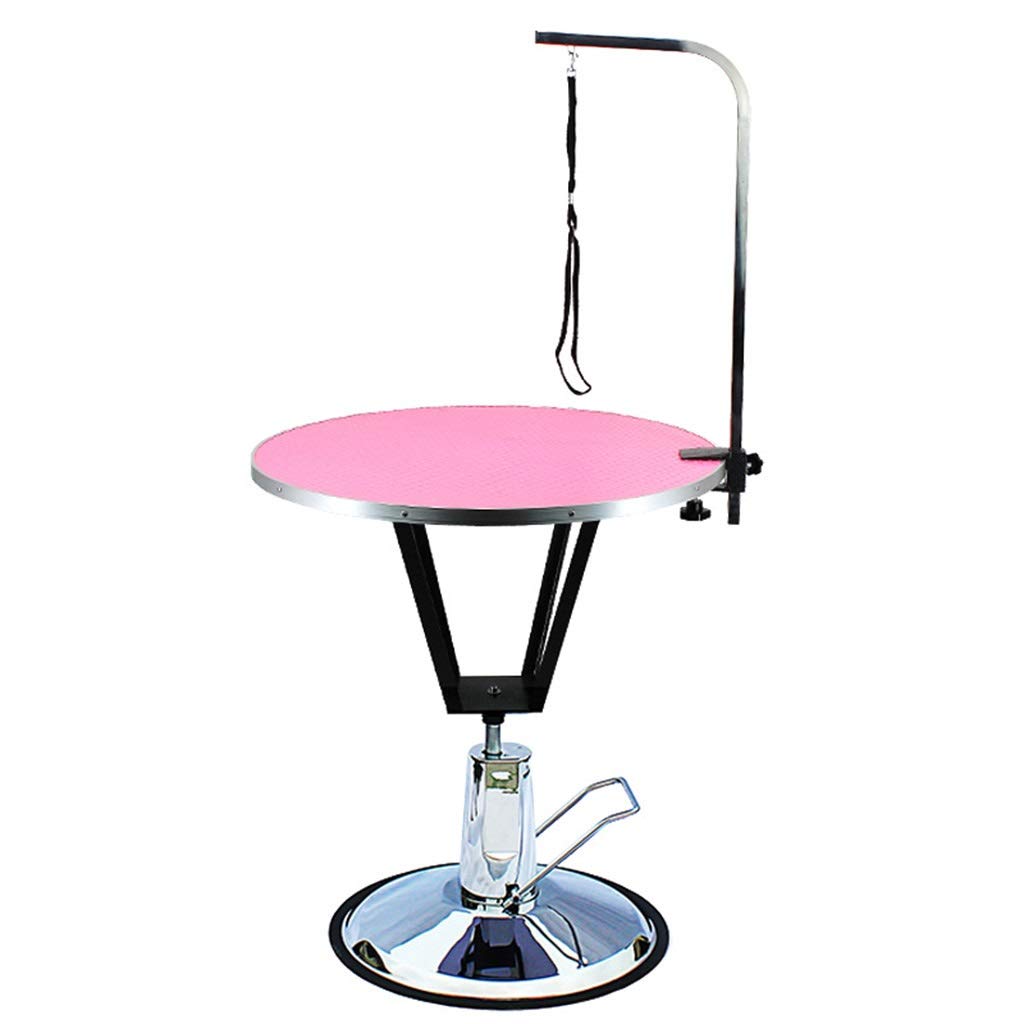 Haustierpflegetisch Leichtes Hunde- und Katzenbadebett Zuhause Verstellbarer, hydraulisch anhebbarer runder Pflegetisch Haustierdusche und Badezubehör (Farbe: A, Größe: 75–85 cm)