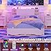 Unikito Full Size Headboard with Storage, Headboard with Outlet and RGB LED Light, Sturdy Head Board for Full Size Bed, Stable Headboards Only for Bedroom, Dorm Room, Guest Room, White