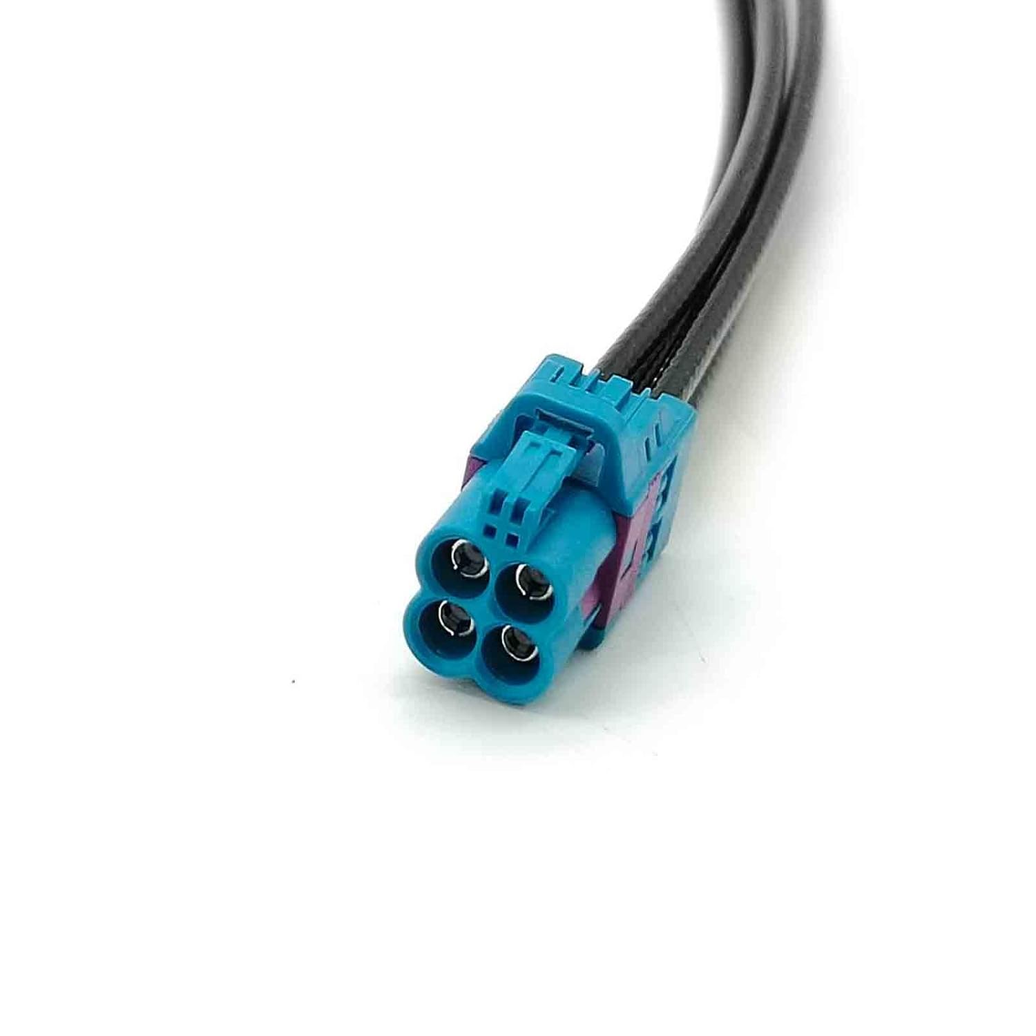 FAKRA Z Waterproof Straight Male Plug Four Ports to Mini 4 in 1 Vehicle LVDS Cable Adapter RF Coaxial Extension RG316 50CM（Compatible with Rosenberger）