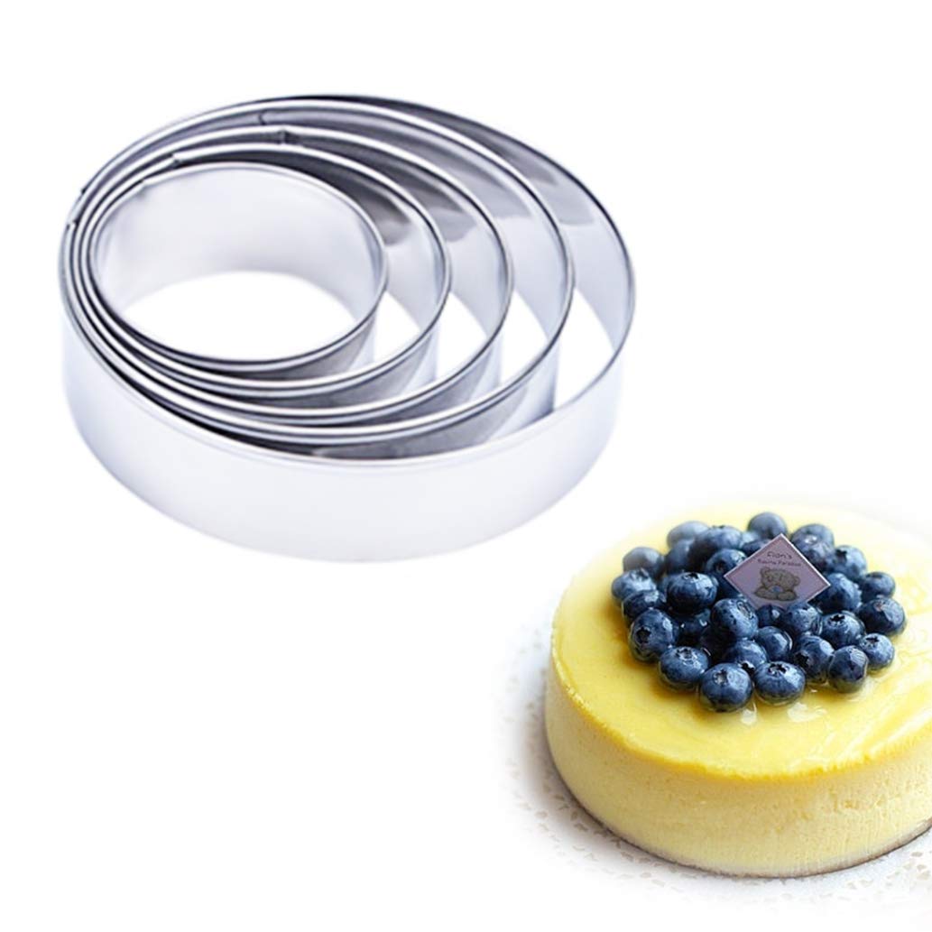Lankater Silver,Color 5Pcs/Set Round Cookie Cutter Pastry Cutters, Round Biscuit Cutters Ring, Circle Cookie Cutter, Pastry Donut Fondant Baking Mold, Diy Tool