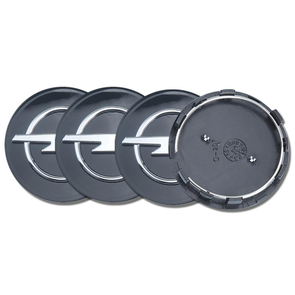 Auto Nabendeckel für Opel, 4 Stück Schwarze ABS OEM Radnabenkappen Felgenkappene Nabenkappen Zubehör (60 mm) - 1
