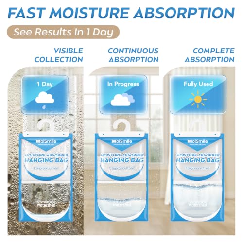 Image of 17.5 oz Large Capacity Hanging Moisture Absorber Bags, Unscented, 3 Pack