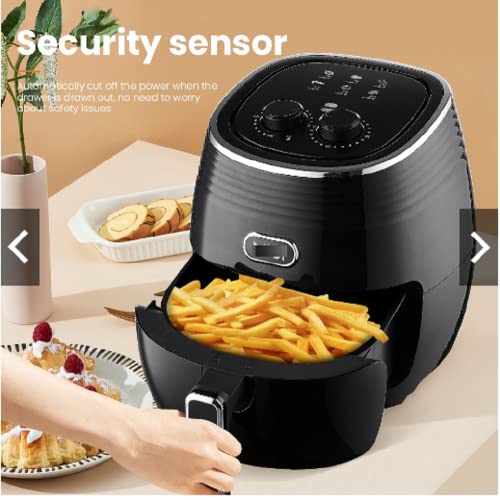 Image of Air Fryer 4 L Large Cooking Pan Capacity Convection oven Electric Fryer Toaster Dehydrator for Oil-Less Air Frying Cooking Oven Oilless Cooker Hot Air Fryers Non-Stick Basket,Black,Standard