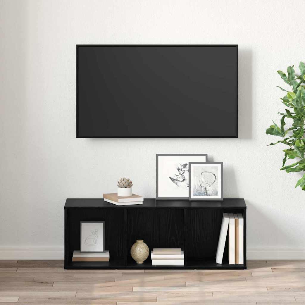 TV-Schrankset Schwarz, 72x35x37 cm, Holzwerkstoff, wandmontiertes Media-Center mit 4 Regalen, modernes Design für Wohnzimmer und Schlafzimmer, vielseitige Aufbewahrungslösung