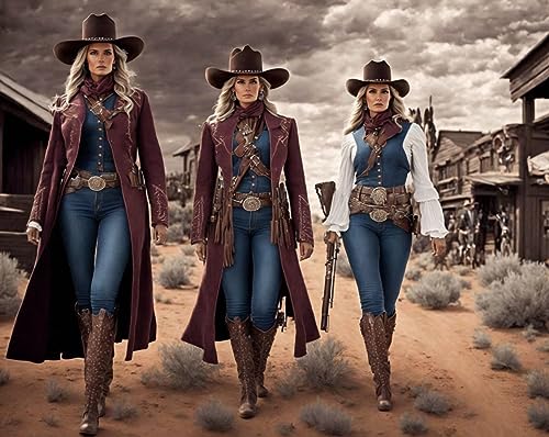 Affiches photoréal Wild West Gunslinger Women toile d'art 58x90cm