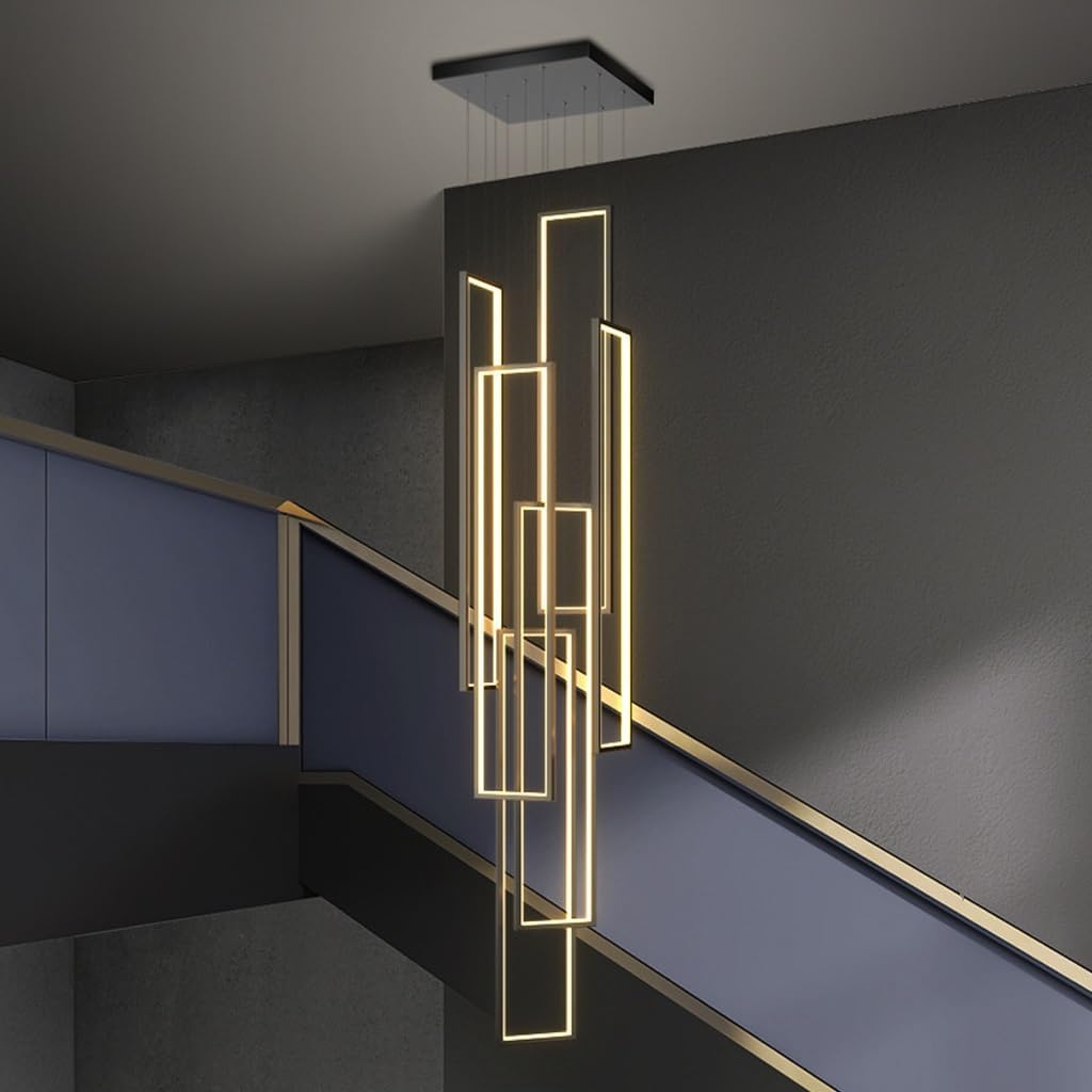 Modern Led Light for Staircase Adjustable Height Geometric Hangingp for Liviroom Dinitable and Hallway 6 Flame 200Cm Length