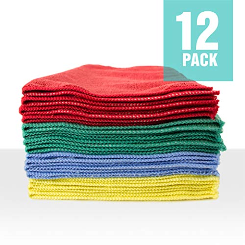 Zwipes Professional Microfiber Cleaning Cloth Towels, Premium Cleaning Supplies For Car Wash, Window Cleaner, Shop Towels, Counter Tops, Offices And More, 16X16 Inch Towel Set, 12-Pack,Assorted Colors #TOP4