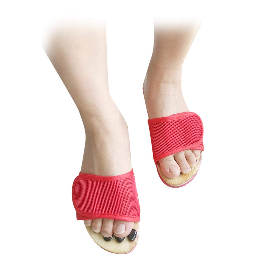 Akupressur Massage Slipper rutschfeste Fußpflegeschuhe Open Toe Flip Flops Sandale Schmerzlinderungstherapie fördert Gesundheit und Wohlbefinden, rot