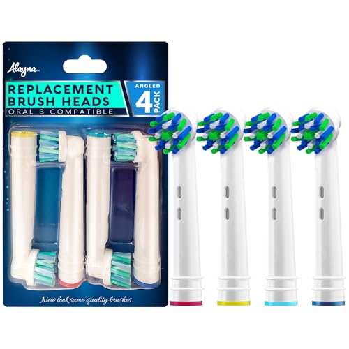 Image of Alayna Replacement Toothbrush Heads Compatible with Oral-B Braun Electric Toothbrushes, Pack of 4 Cross-Style Brush Head Refills, Fits Most Oral-B Handles