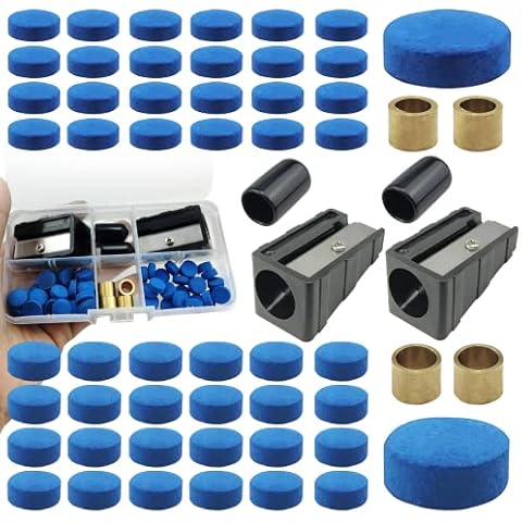 SHUIYUE Snooker Cue Trim Kit,Including Cue Tips, Billiard Cue Protector,Cue Tip Trimmer,Cue Tips Ferrules,with Storage Box Cover