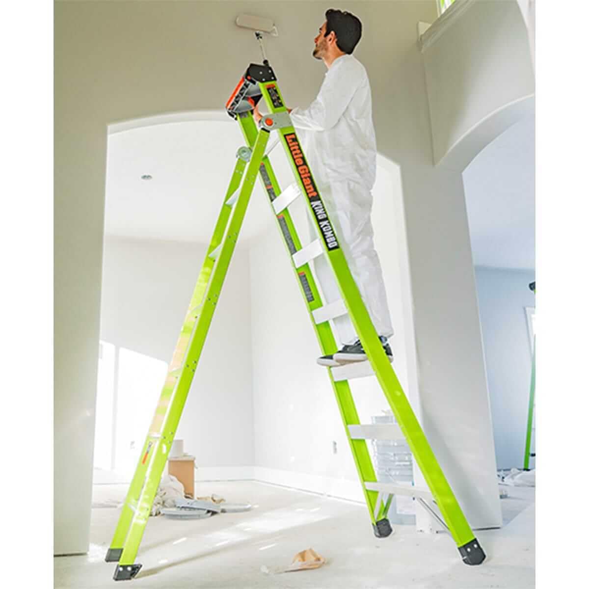 Little Giant King Kombo - Escalera 3 en 1 de 5+4 peldaños con Almohadilla giratoria, Color Verde 13580