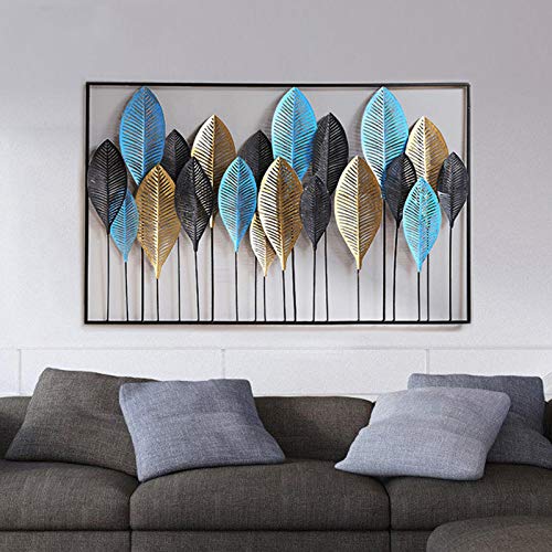 BenPo-bar-Decorazioni-Di-Metallo-Scultura-Da-Parete-Quadri-3d-Decorativi-Classic123x76cm-Blu-e-nero