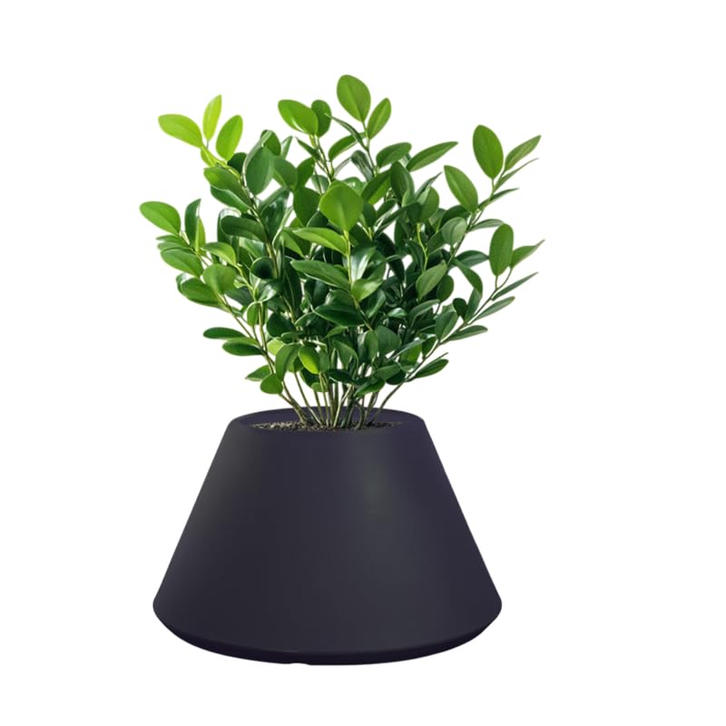 Macetero redondo Stromboli antracita de resina 60x35 cm para plantas de exterior e interior
