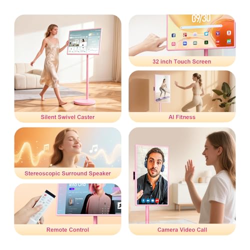 Image of VLH Smart Portable TV on Wheels | 32 Inch Touchscreen Rolling TV | EDLA-Certified Android 15 OS | 38400mAh Battery Powered | 8GB RAM + 128GB Storage | 10-12H Playtime | Voice Remote Control | EDLA-Certified Android 15 OS,38400mAh Battery Powered,8GB RAM + 128GB Storage,10-12H Playtime,Voice Remote Control