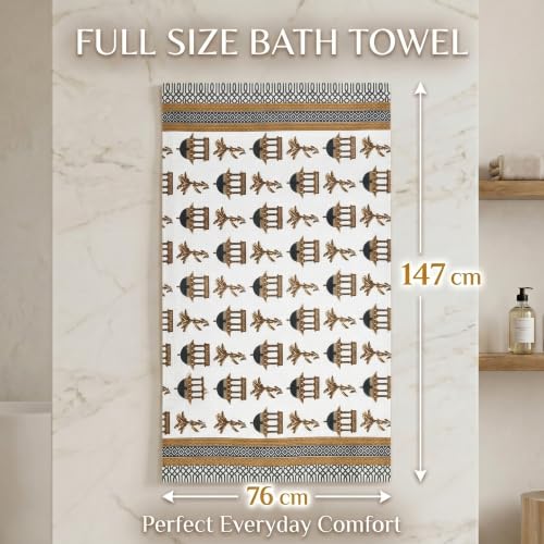 Image of Mafatlal Madhuban 250 GSM Bathing Towel | 147 x 76 cm | Textured Waffle Surface for Body Scrubbing, Gentle Cleansing and Personal Bath Care | Navy Blue