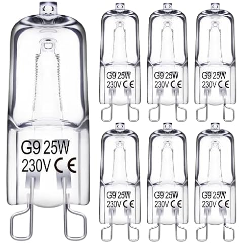 EvaStary G9 Halogen Light Bulbs 25W, 230V 2800K Warm White Dimmable Clear G9 Capsule Bulb 2 Pin Base Lamp Bulb for Kitchens, Dinning Room, Living Room, Pack of 6 Cover