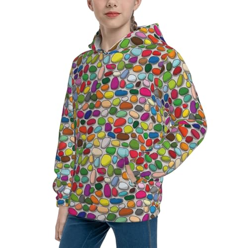 Pebble Colorful Background Kid Hoodies Boys Sweatshirts Girls Pullover with Pocket2