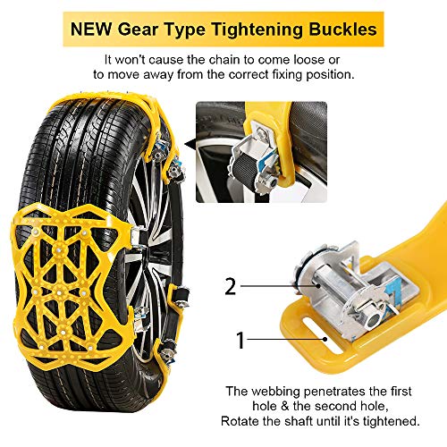 Qoosea Snow Chains 7 Pack Universal Car Anti-Skid Emergency Adjustable Tire Chains for Cars SUV Truck Driving on Snow and Ice Road, Sand and Mud Road, Uphill Road, Fit Tire Width from 165mm-265mm - Thumbnail 5