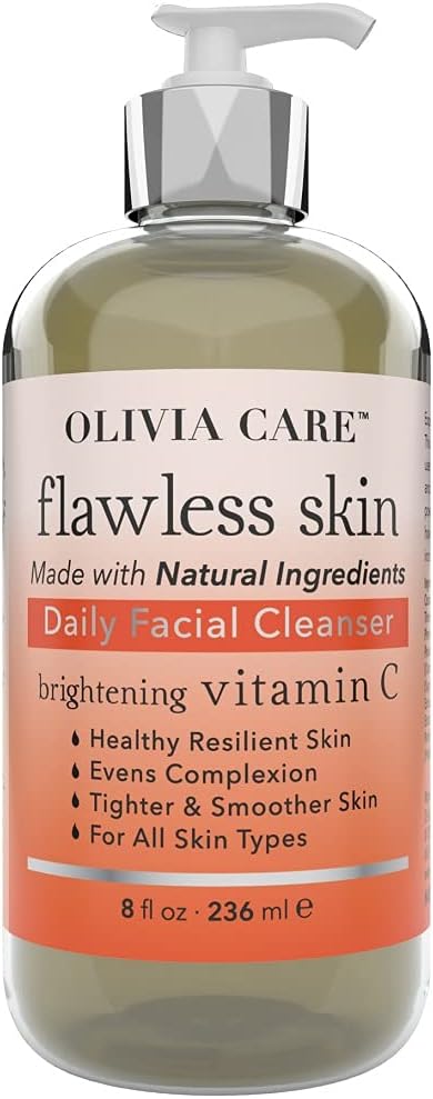 Vitamin C Daily Brightening Facial Cleanser - All Natural Moisturize, Hydrate, Cleanse - Brighten Age Spot, Tighter & Soothe Skin - Antioxidants - All Skin Type - 8 FL OZ