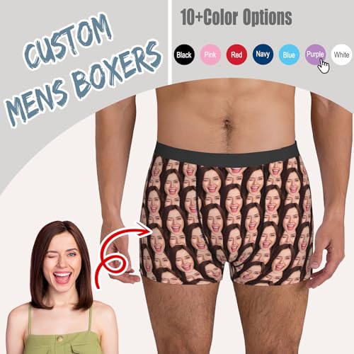 Husguciy Custom Mens Underwear with Faces, Personalized Face Mens Boxer Briefs Gifts for Him, Customized Funny Men Boxers2