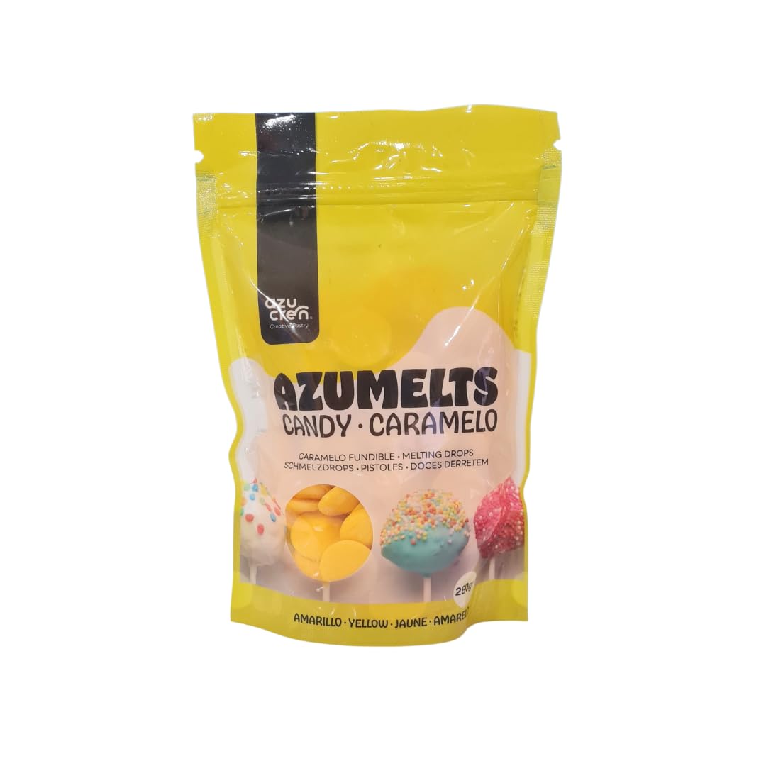 Azucren Melts Amarillos Chocolate para Derretir Perlas Caramelo Fundible Repostería 250 G