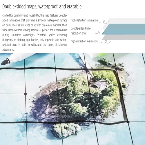 DND Map D&D 5E Grid 4Mat 8Scenarios w/Dry-Erase Pens&AOE Spell Template 23x33Double-Side Dungeons and Dragons Starter Set Matt Gift for TTRPG BattleGames Pathfinder Players DM Accessory