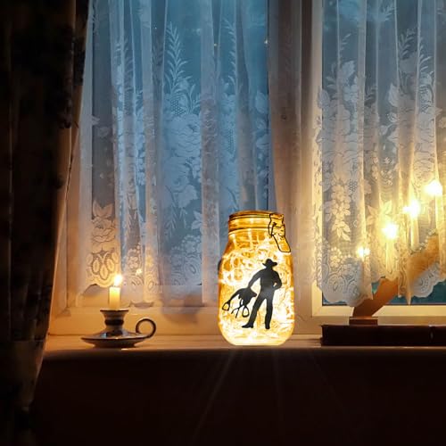 Silhouette de cowboy en PVC CREATCABIN pour lanterne et déco murale x24