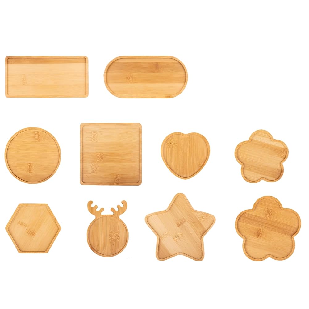 UDSKNV[KSL Wooden Assorted Shapes Mosaic Bases(10pcs) for DIY Mosaic Coaster Kit- Includes Wooden Tiles for Handcrafted Crafts