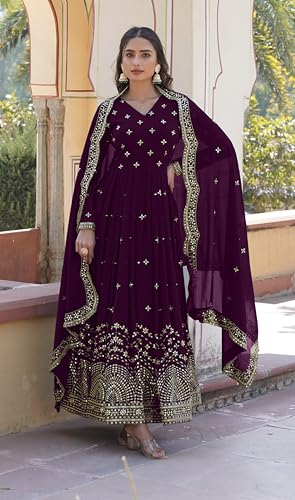 Image of Fashion Basket Faux Georgette Sequins Anarkali Dress for Women