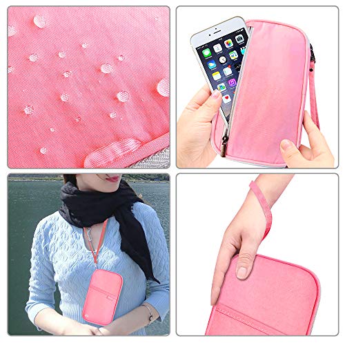 Image of RFID Family Passport Wallet Holder Waterproof, Travel Document Organizer Credit Card Clutch Bag for Men Women, RFID Pink, One Size, Classic