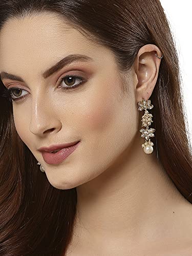 Image of Karatcart Black Beads Long Drop Earrings For womens