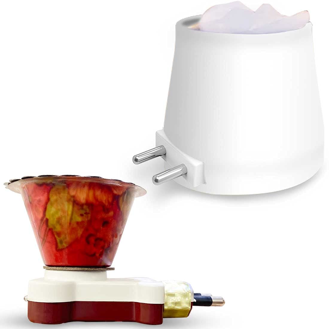 SPORA Set of 2 Kapoor dani with Auto Temperature Control, Night lamp, Electric Diffuser for Home, Camphor Diffuser with Many Safety Features (Pink)