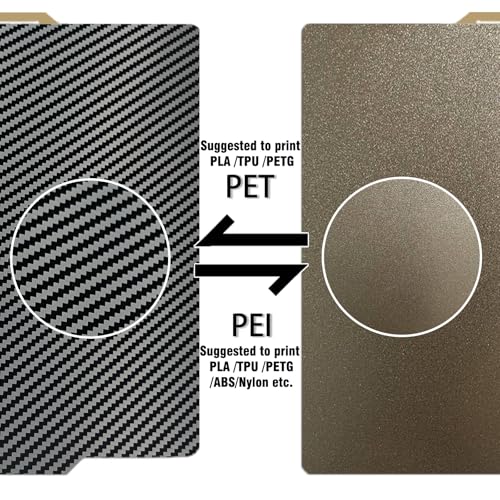 Image of 3D Printer PET+PEI Build Plate 257x257mm for Bambu Lab x1 P1P 3D Printer, Smooth Carbon Fiber PET+Textured PEI Spring Steel Build Plate,Double Sided Flexible Sheet Removable Platform