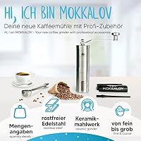 LÖWENKÖNIG® MOKKALOV Edition - Kaffeemühle manuell mit Keramik-Kegelmahlwerk I Kaffeemühle Hand - Handmühle aus Edelstahl I Präzise Mahlgradeinstellung stufenlos I Manuelle Kaffeemühle Keramikmahlwerk – Ansicht 2
