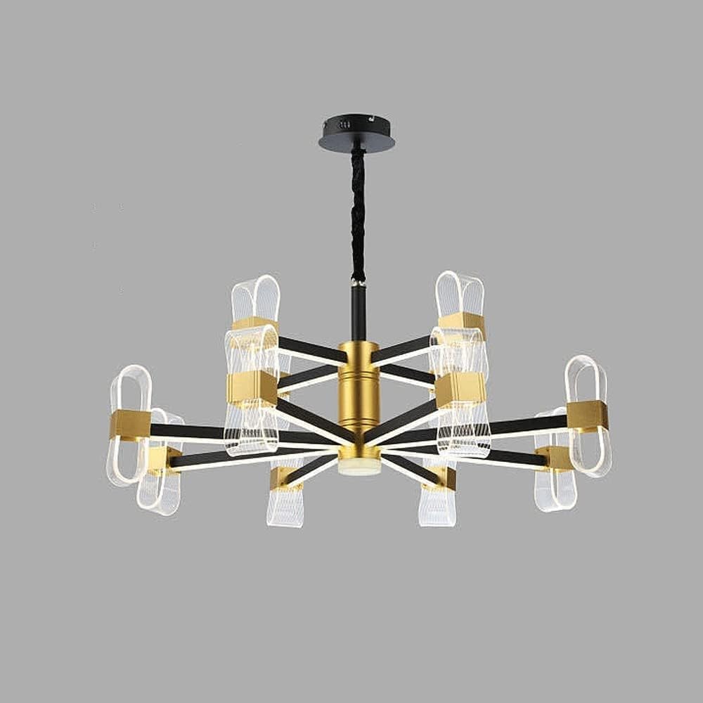 HXYSXHJUO Large Living Room Chandelier, 3-Color Dimming Modern LED Hanging Lighting Pendant Light Fixture, 3 Color Variable Bedroom Decorative Chandeliers Fixtures(12-Lights)