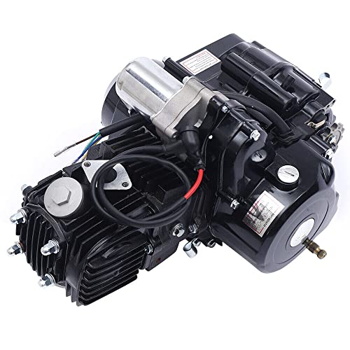 DOONARCES 125cc 4 Stroke ATV Engine Motor Air Cooled Single Cylinder Semi Auto Engine with Reverse&CDI, 4 Stroke Engine for 125cc ATVs GO Karts, Black