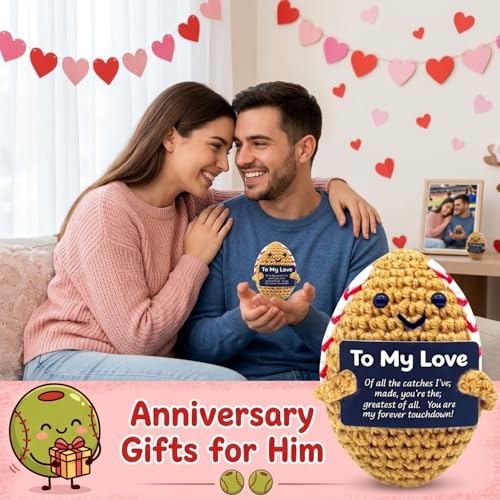 Kenoerd to My Love,Emotional Support Pickle,Handmade Crochet Thinking of You Gifts for Boyfriend Girlfriend,Positive Potato Funny Birthday Gift for Women Men Coworker,Stress Relief Desk Decor — view 2