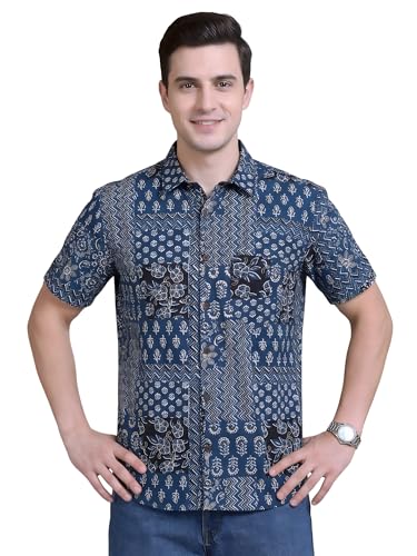 Image of Yash Gallery Men's Cotton Warli Print Shirt Collar Regular Shirt