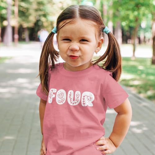 Image of Floral Numbers Ages 1-7 Birthday Girl Shirt for Baby & Toddler Youth Girls